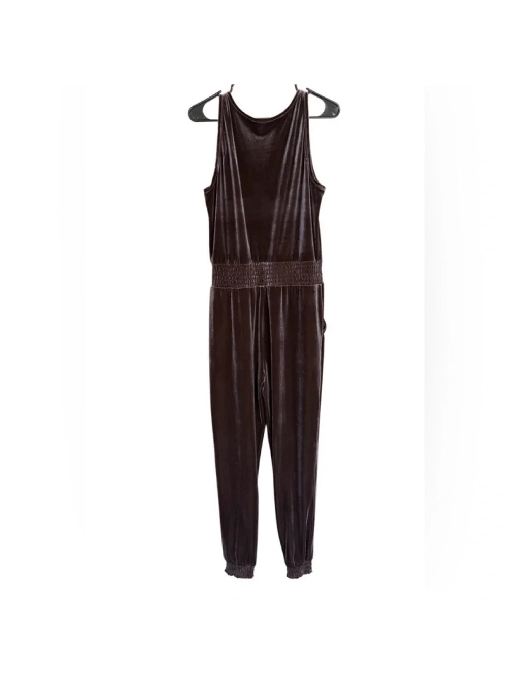 Commando Velvet Tank Jumpsuit Brown Smocked Waist Jogger Medium